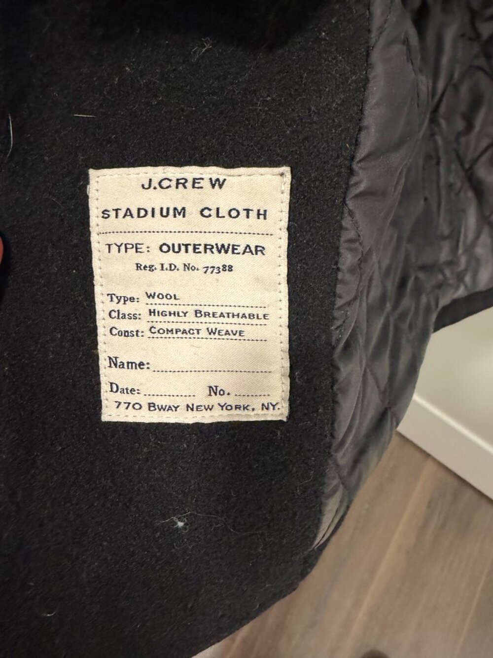 J. CREW – Gray Wool Stadium Cloth University Peacoat – Lined Quilted – Medium - Picture 4 of 4